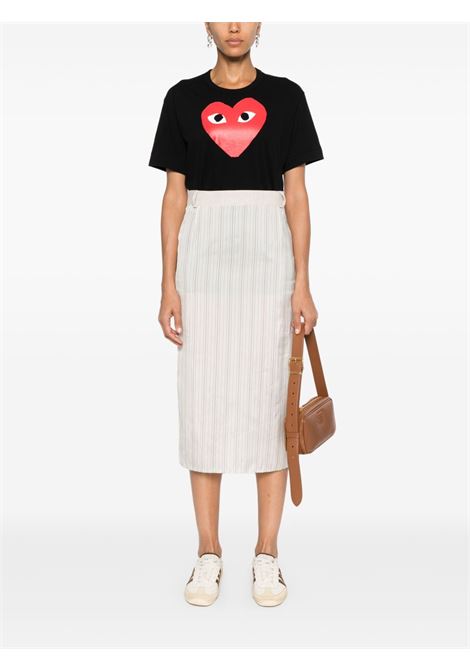 logo print knit t-shirt unisex black COMME DES GARÇONS PLAY | AX-T112-0511